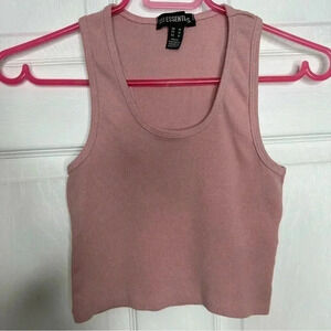 SWS Essentials Tank Top Cropped Ribbed Racerback  Pink Size Medium
